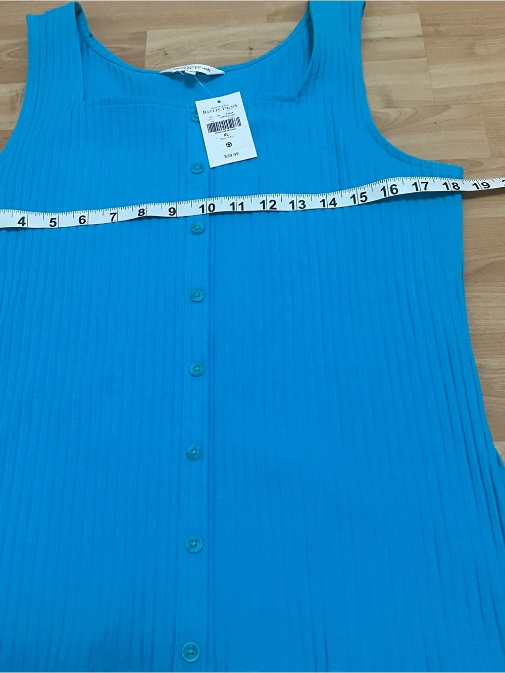 Northern Reflections Turquoise Ribbed Button-Front Tank - Picture 4 of 4